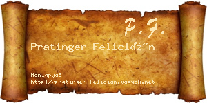 Pratinger Felicián névjegykártya